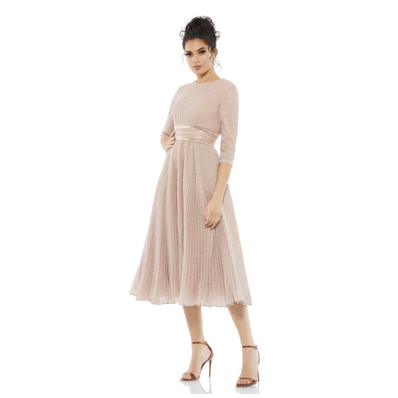 Mac Duggal Dresses & Skirts - NWT Mac Duggal Shimmering 3/4 Sleeve A-Line Midi Dress - Rose Gold - 4